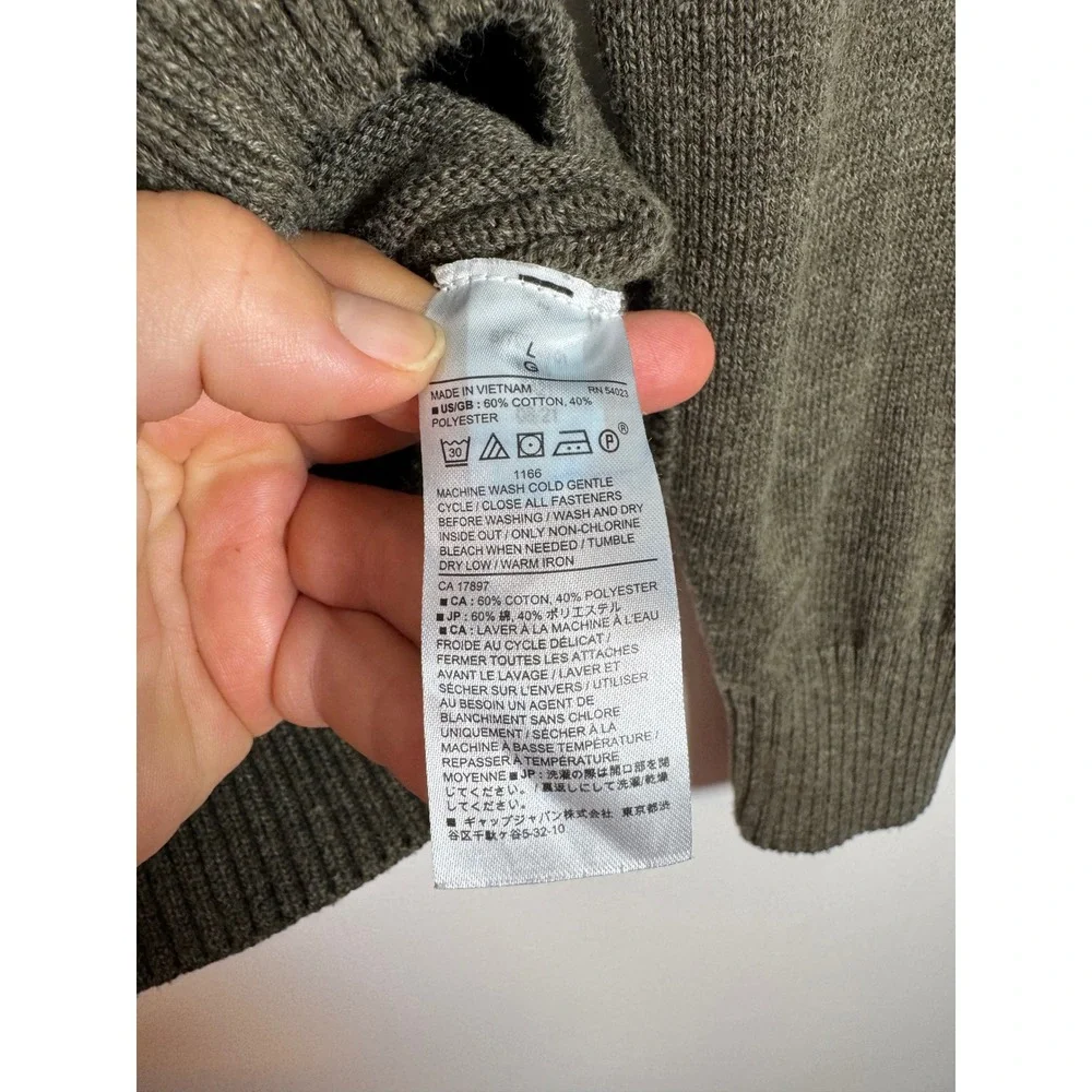 Minimalist Banana Republic Mens Large Cardigan Green Button Mock Neck Sweater
